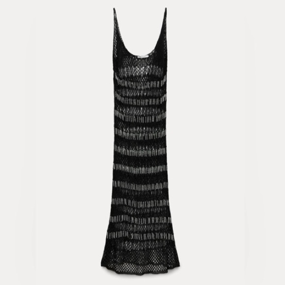 NWT ZARA BEADED MESH DRESS S - Picture 2 of 10